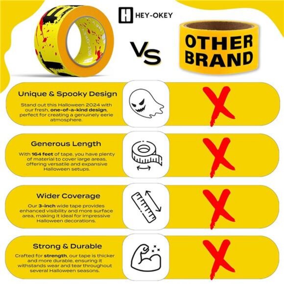 164 Ft Long Halloween Do Not Enter Caution Tape Roll - 3-Inch Wide - Picture 5 of 7